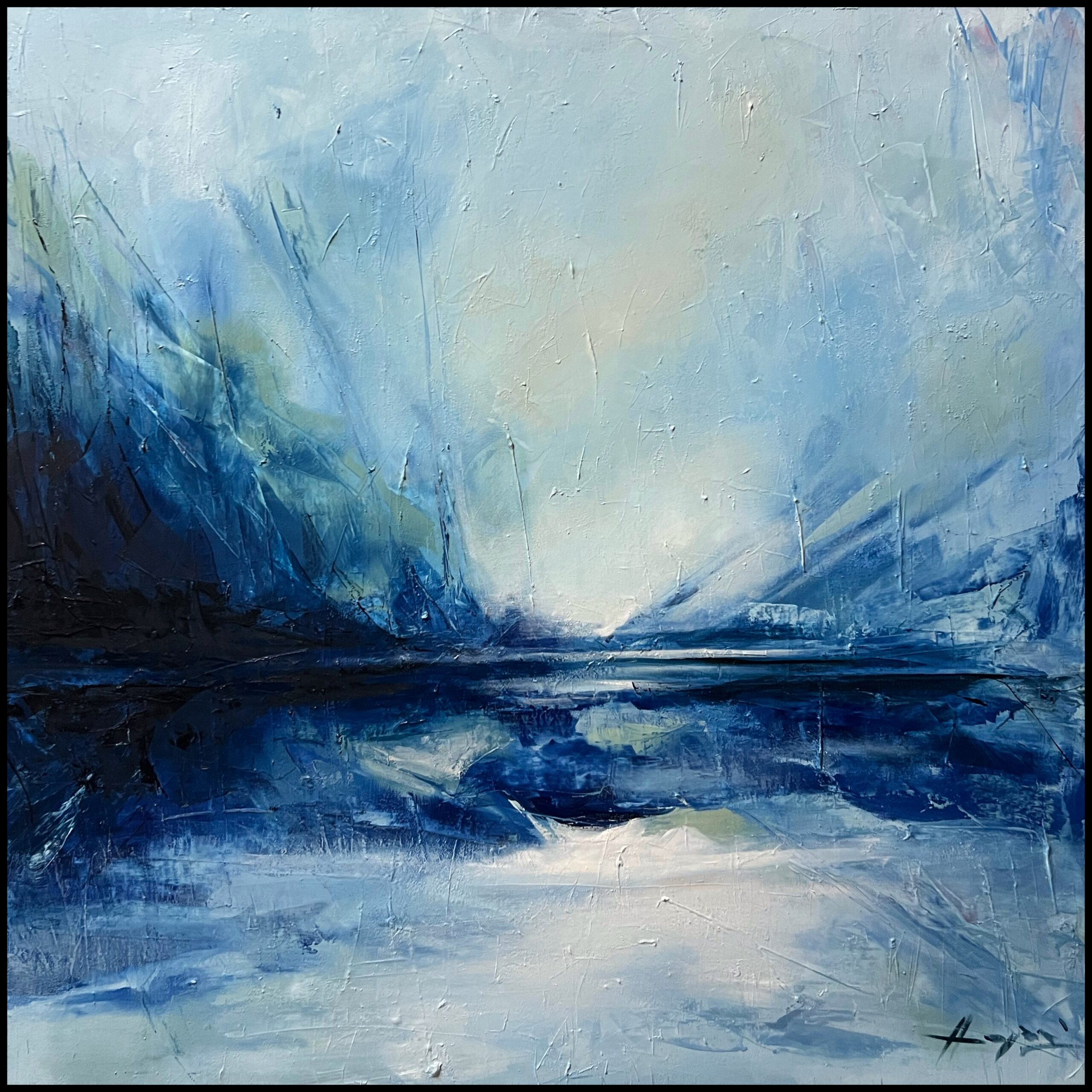 Serene Abstract Landscape Painting | Blue & Textured Artwork for Sale